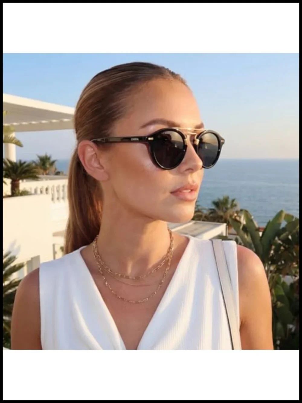 Retro Acetate Polarized Sunglasses Round Metal Double Bridge